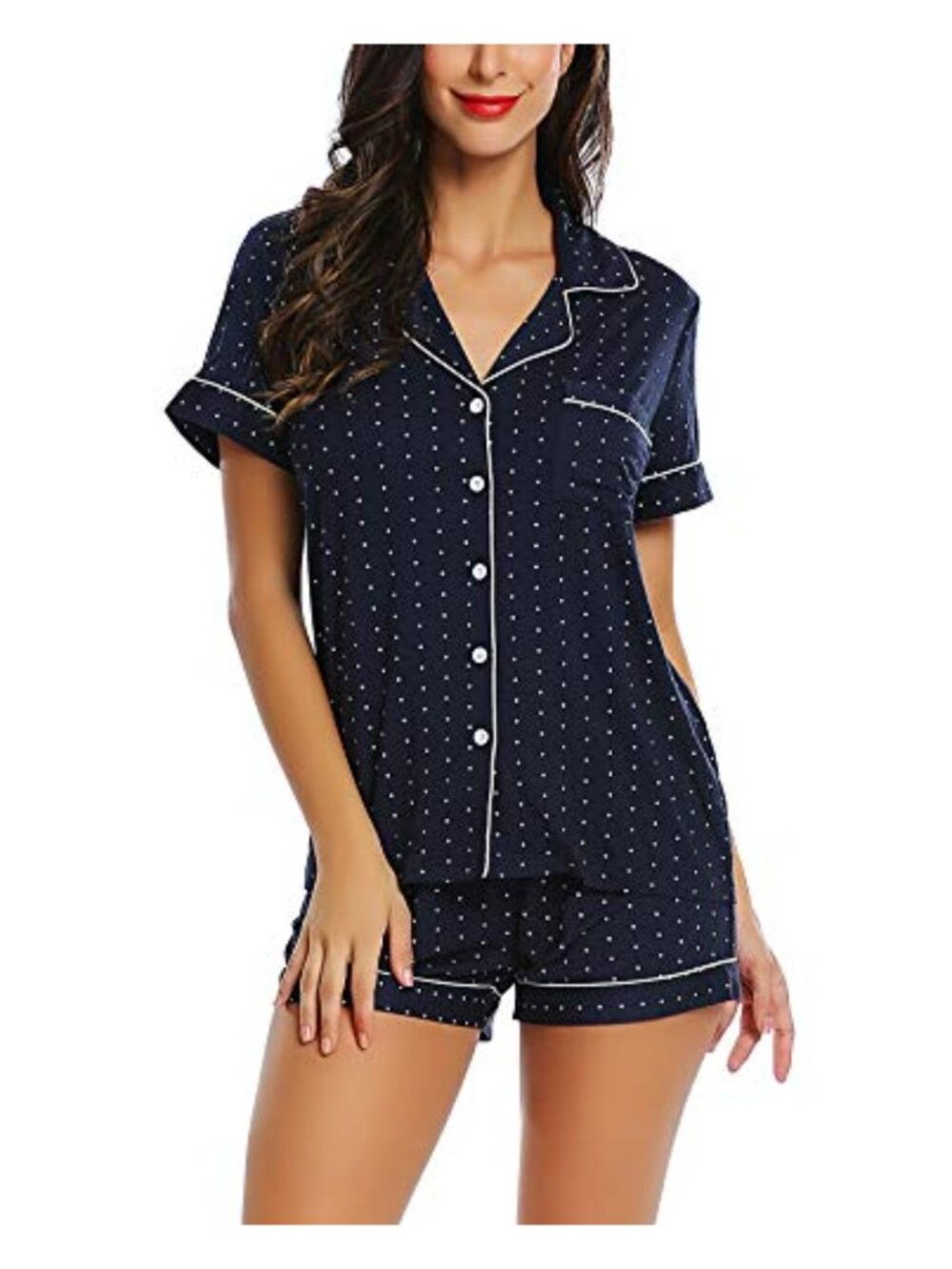 Bamboo Viscose Pajama Shorts Set Button Up Cooling PJ Set Women